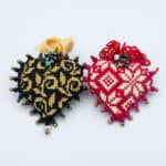 EMBROIDERED HEART BROOCHES