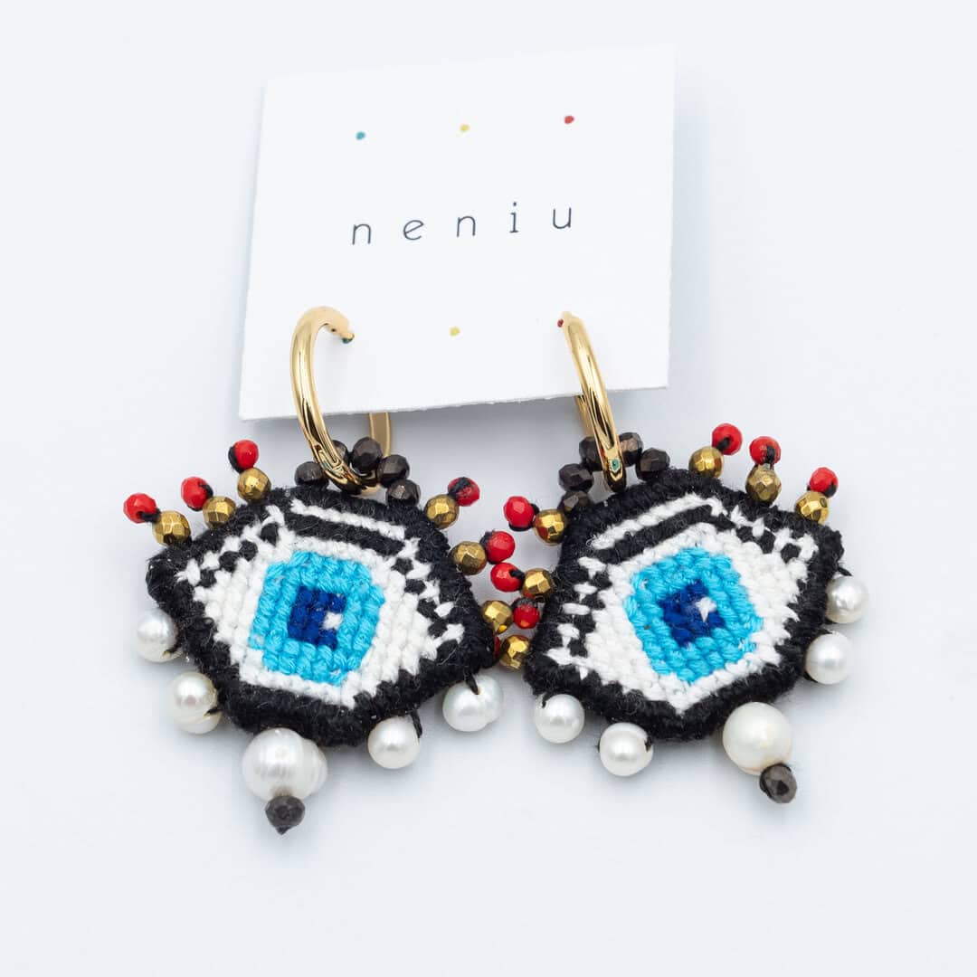 P1311038 EVIL EYE EARRINGS - N E W - Image 1