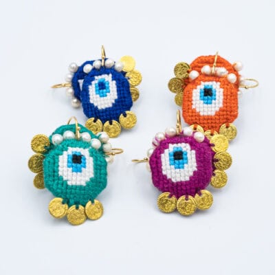 EVIL EYE EMBROIDERED EARRINGS (summer edition)
