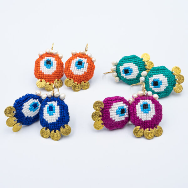 EVIL EYE EMBROIDERED EARRINGS (summer edition)