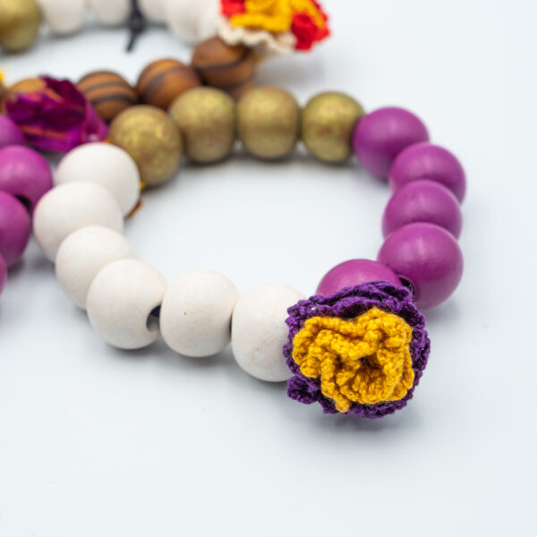 WOODEN WITH KNITTED FLOWER BRACELETS